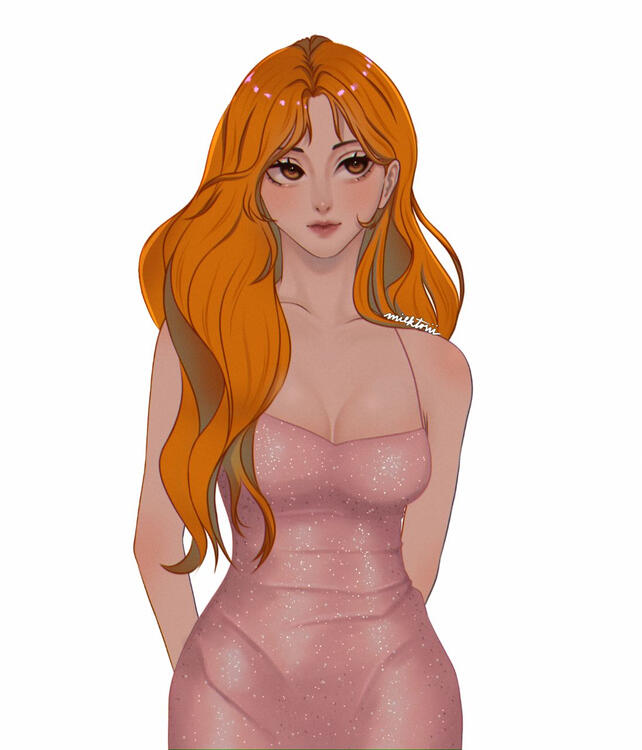 nami in glitter dress